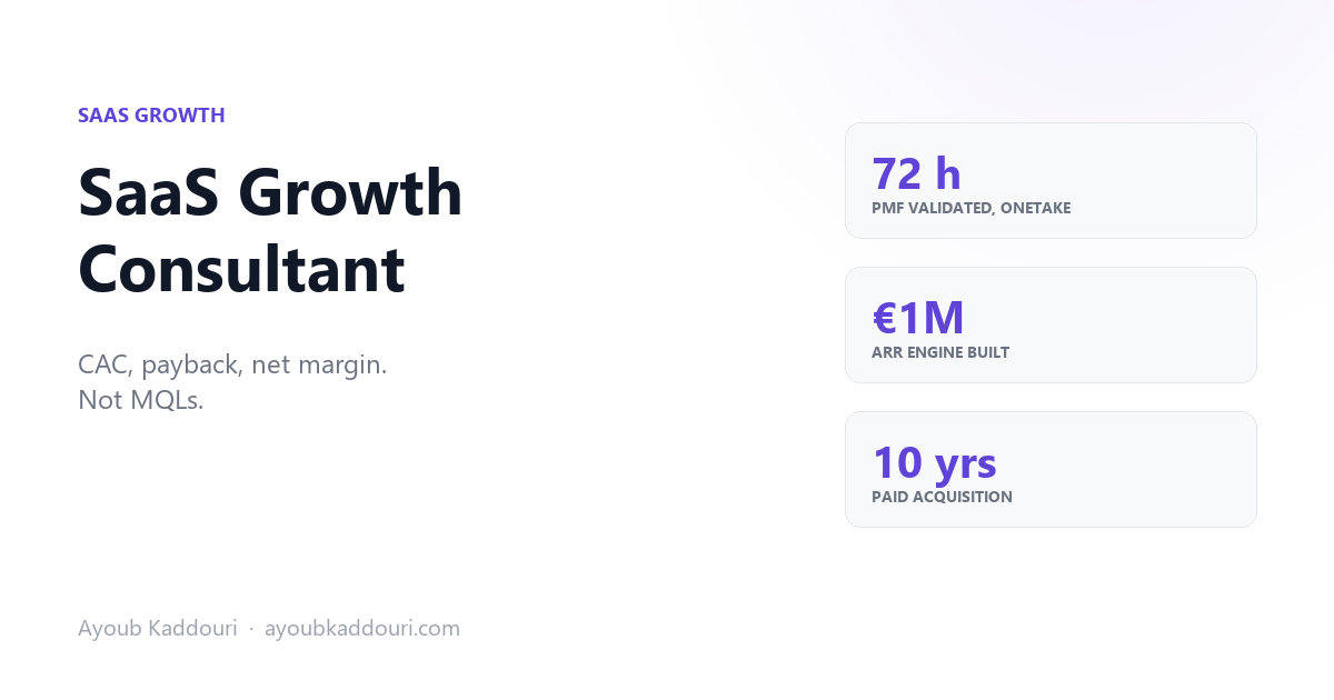 SaaS growth consultant Ayoub Kaddouri: fractional head of growth for B2B SaaS and devtools